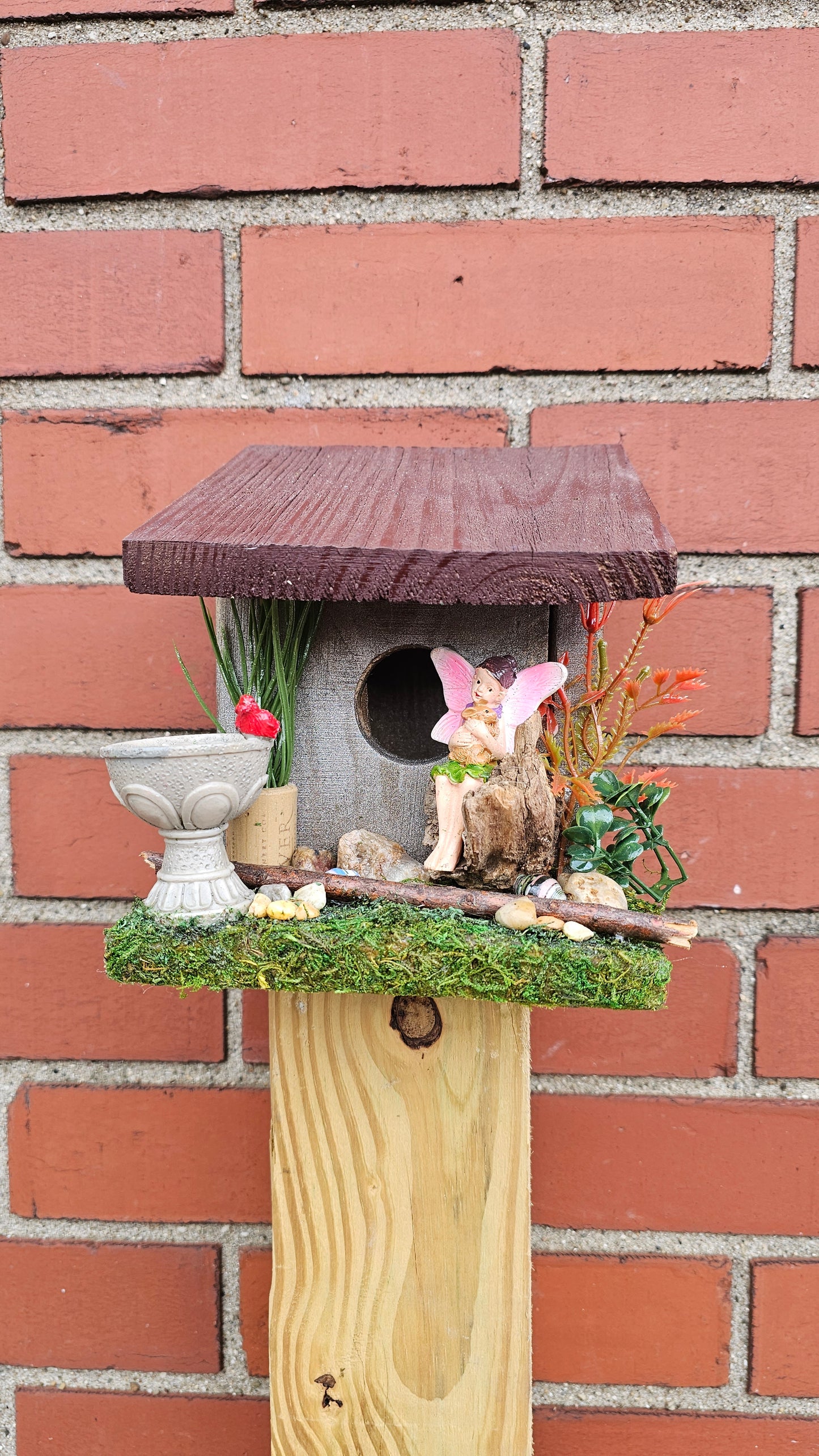 Hummingbird Home Fairy with Birdbath