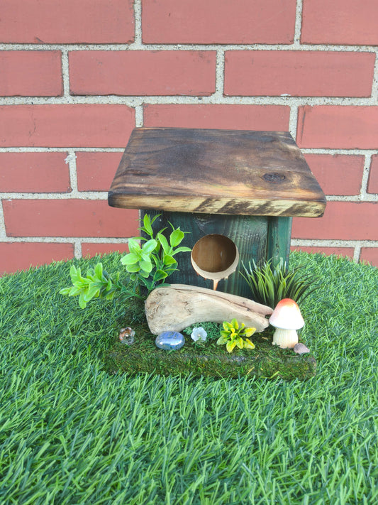Hummingbird Home Driftwood with Mushroom
