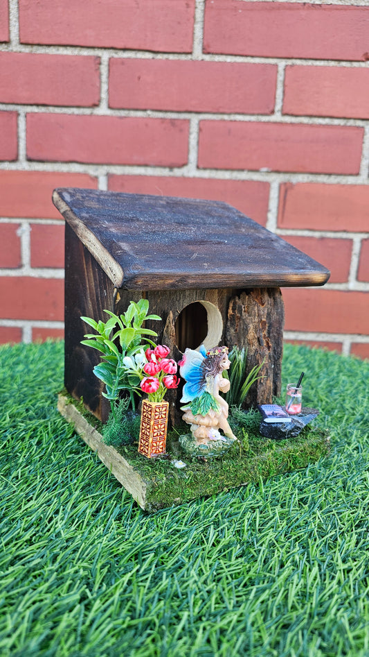 Hummingbird Home Fairy with Tall Flowers