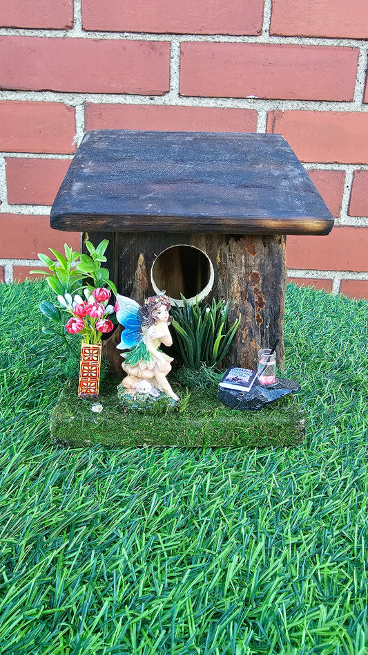 Hummingbird Home Fairy with Tall Flowers