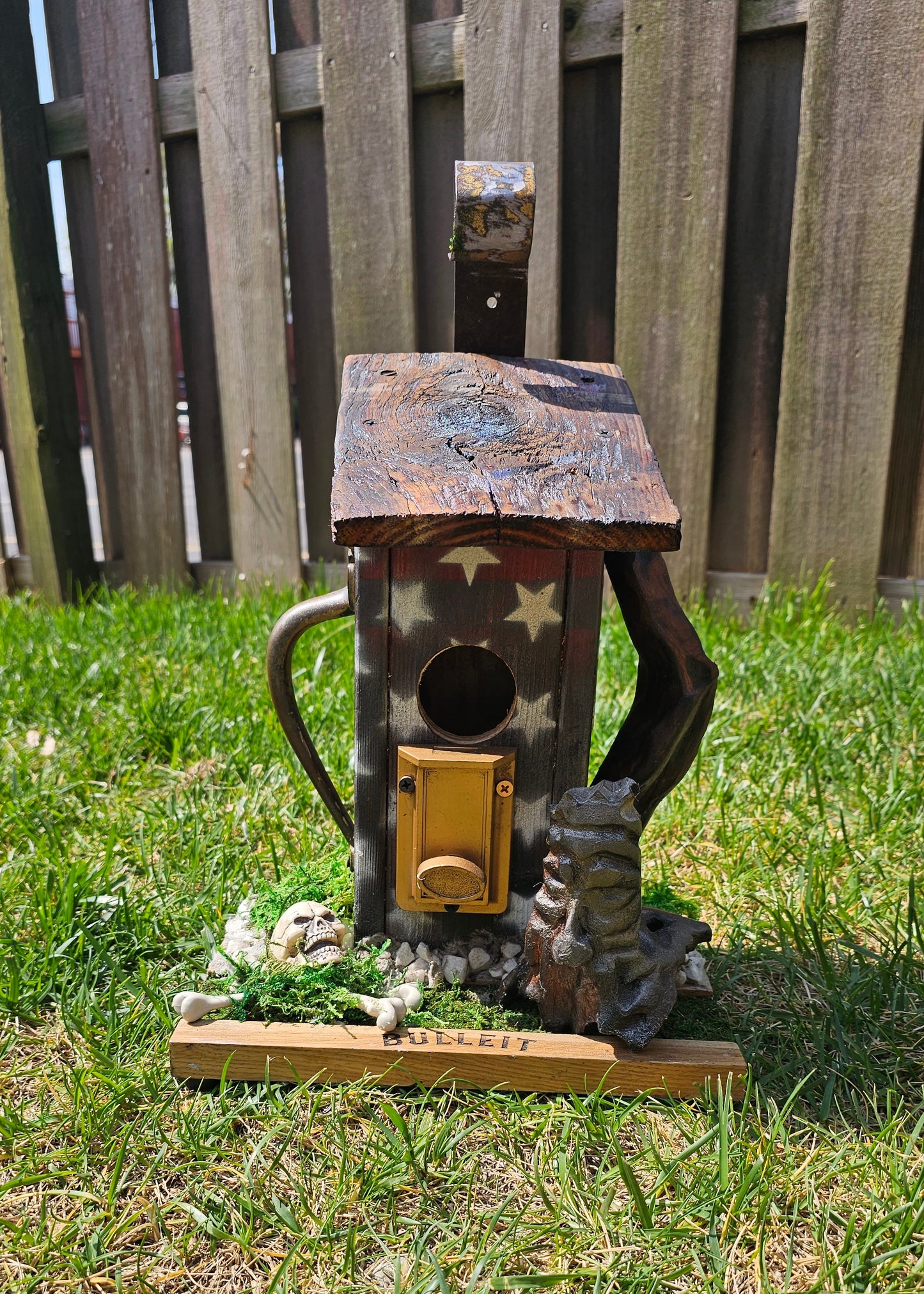 Birdhouse Rustic Handmade RW&B Bulleit deadbolt  #304